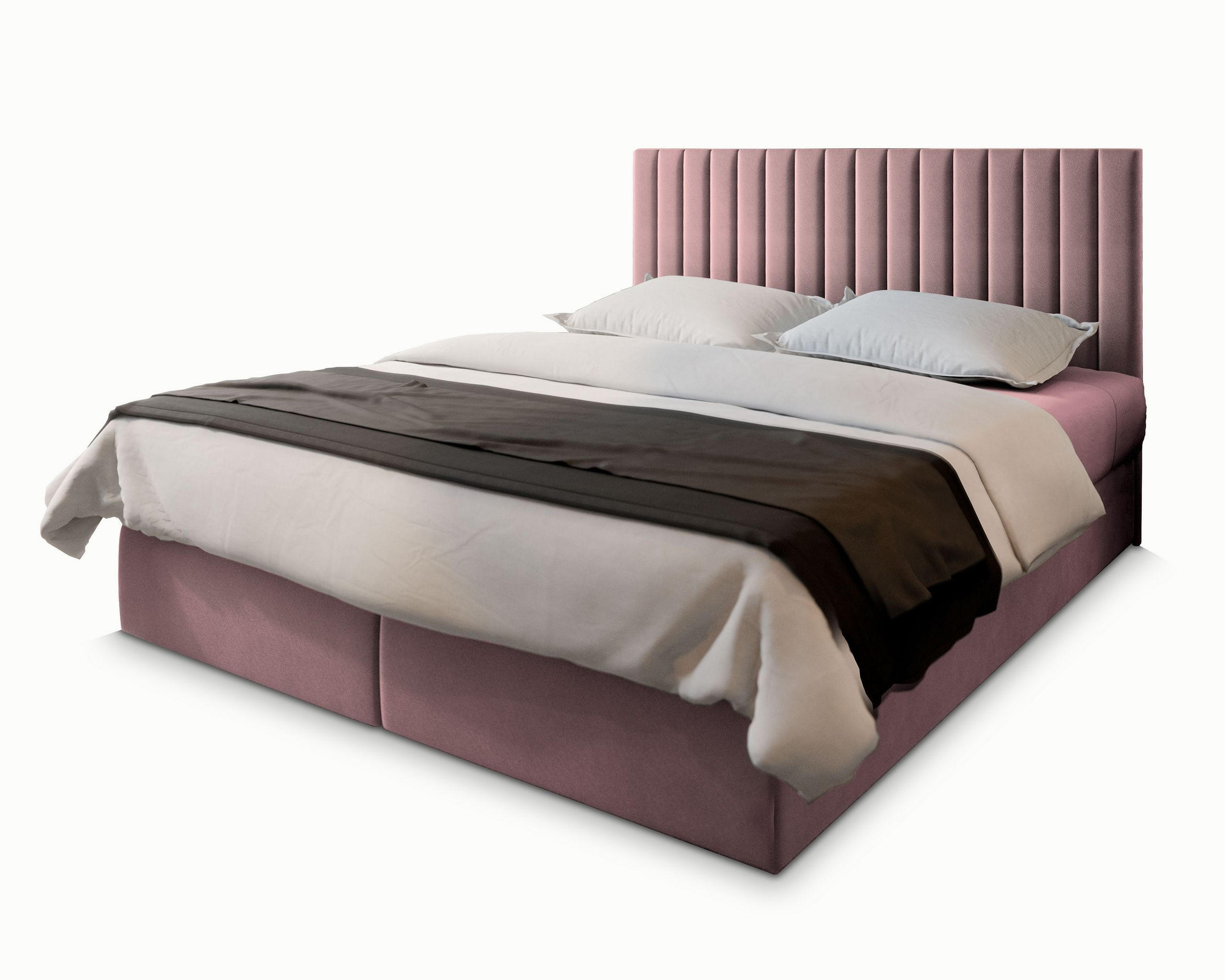 BOXBETT BRESEL 160x200 cm mit Matratze und Topper - Rosa - Rosa, Holz (160/200cm) - MASSENO