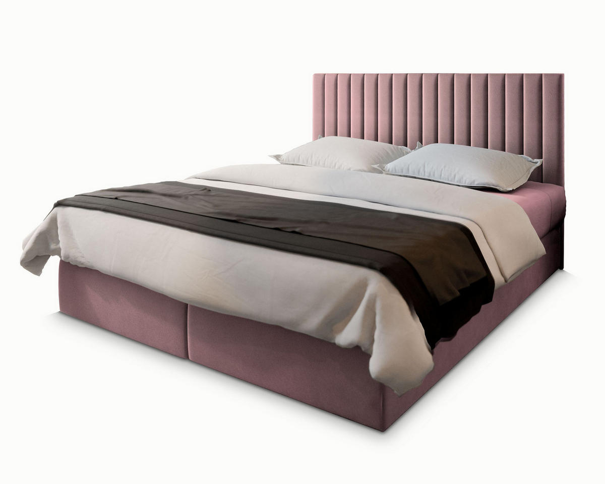 BOXBETT BRESEL 140x200 cm mit Matratze und Topper - Rosa - Rosa, Holz (140/200cm) - MASSENO
