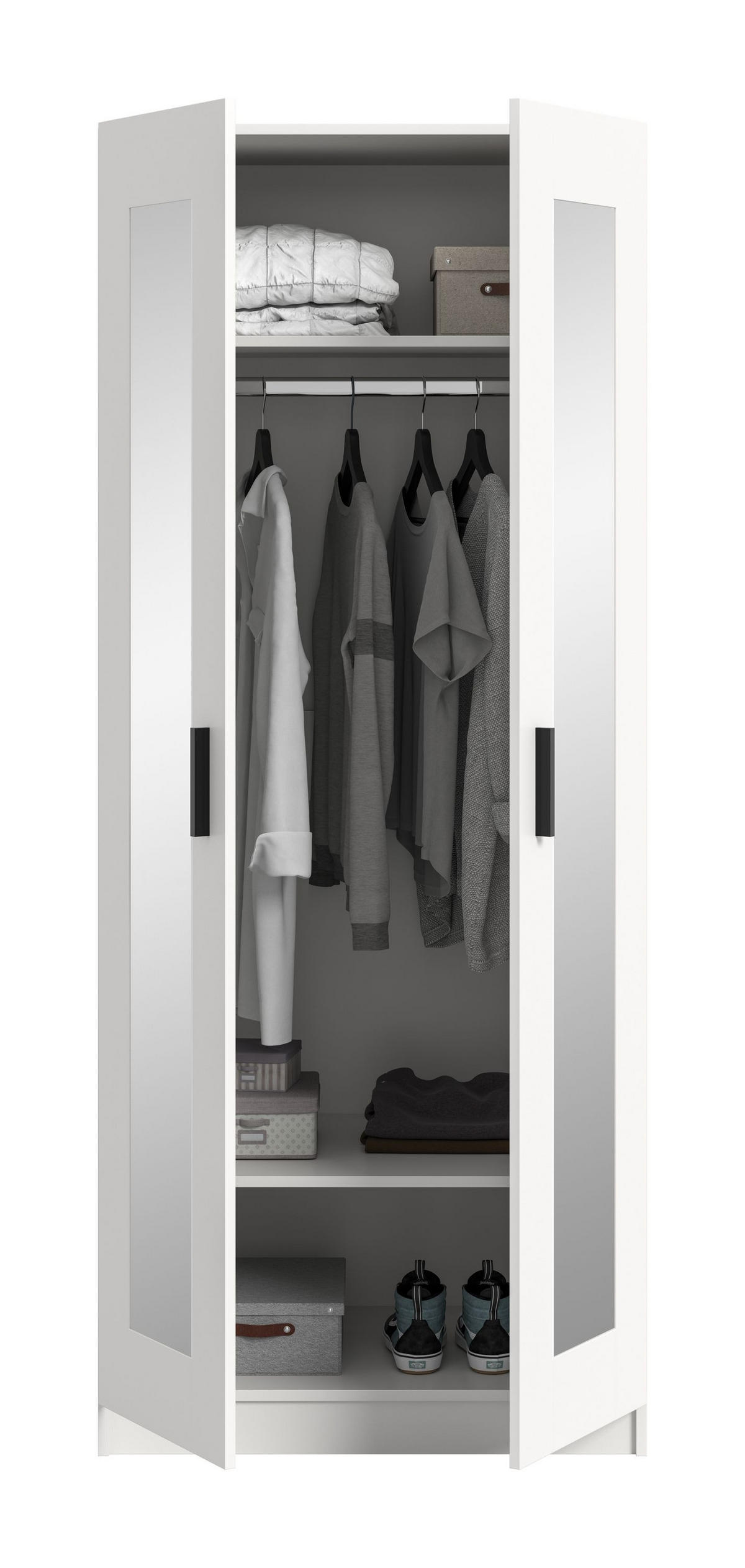 KLEIDERSCHRANK 2-türig VISBY (B/H/T: ca. 80/195/56 cm) in weiß/weiß - Weiß, Holzwerkstoff (80/195/56cm)