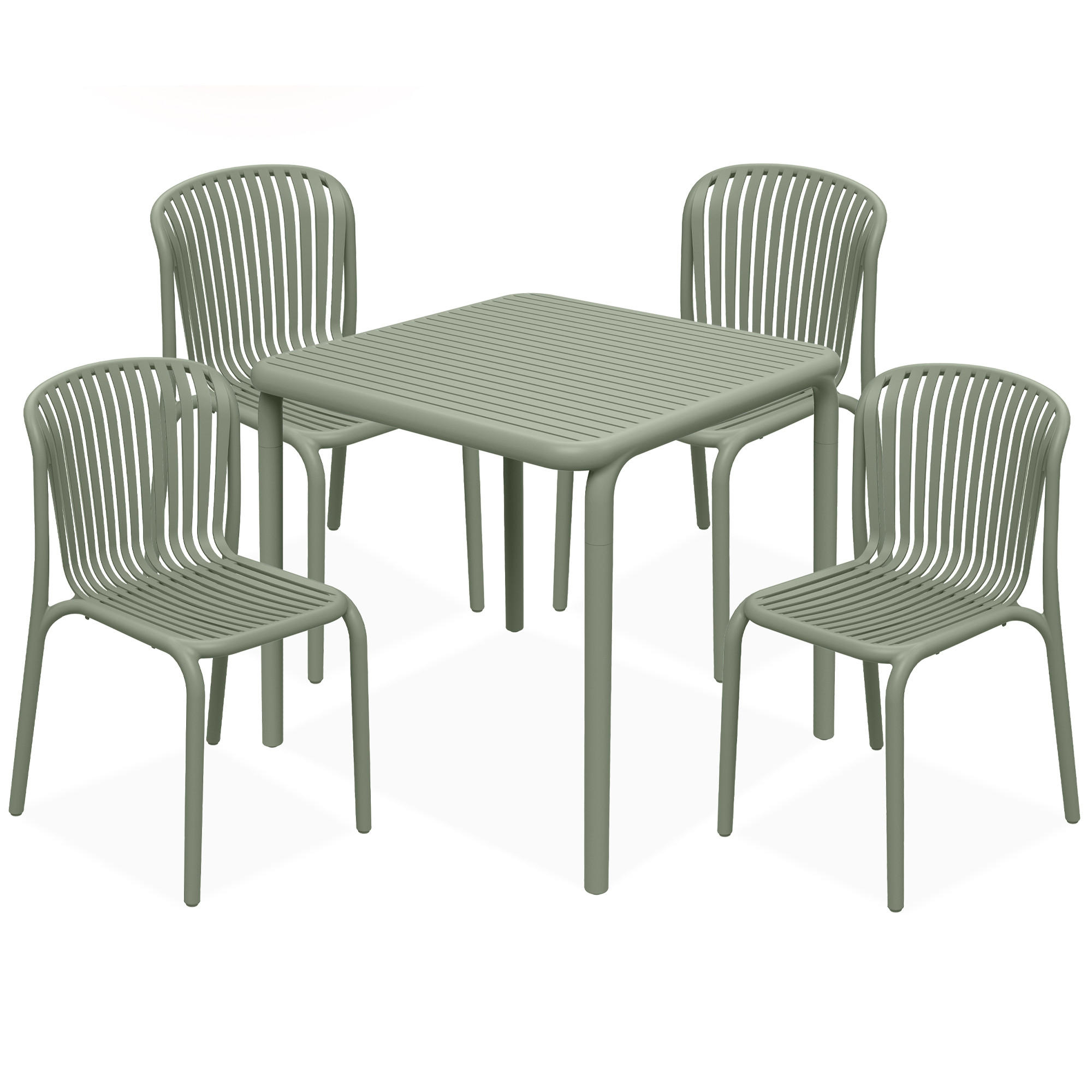 GARTEN ESSGRUPPE FICCARI, Gartenmöbel-Set 5-tlg, Olive - Olivgrün, Kunststoff - KONSIMO®