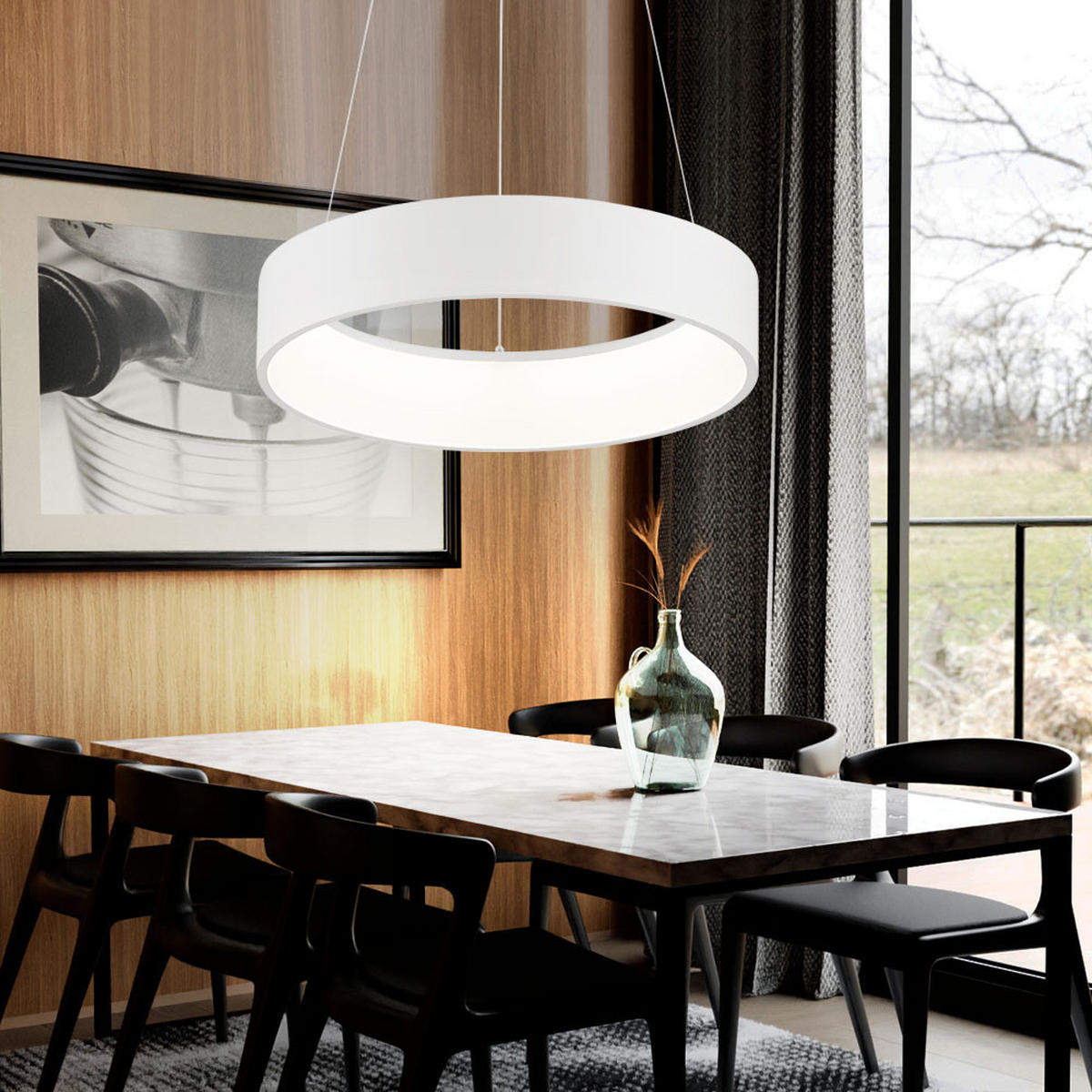 LED HÄNGELEUCHTE rund Weiß - Weiß, Metall (45/45/150cm) - Wofi