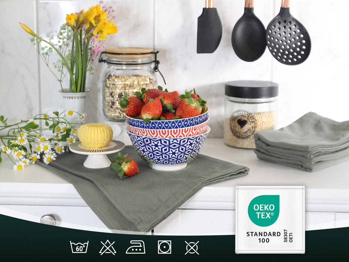 GESCHIRRTÜCHER, 5er-Set, 50x70 cm, 100% Baumwolle, Grau - Anthrazit, Textil (50/70cm) - Zollner