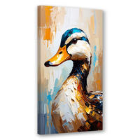 LEINWANDBILD Bunte Enten Ölgemälde-Effekt 40x80cm - Beige, Textil (40/80cm) - Feeby