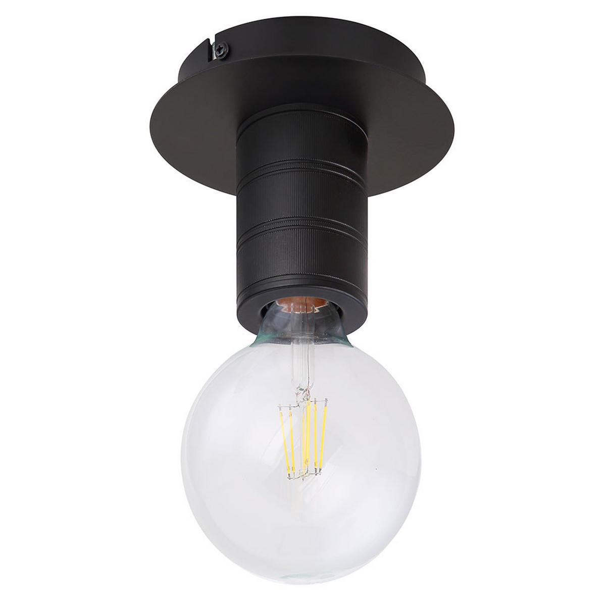 DECKENLEUCHTE Alu Schwarz Rund - Schwarz, Metall (15/15/11cm) - Globo Lighting