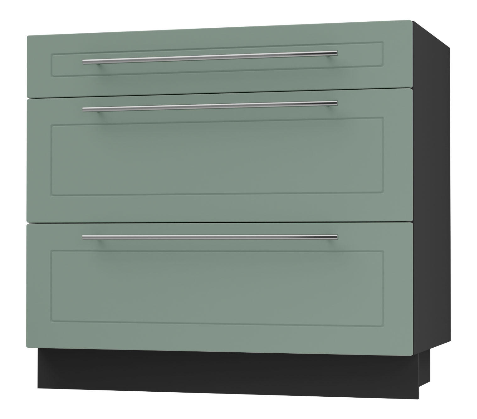 Feldmann-Wohnen Schubladenunterschrank Mintgrün, Schwarz 90x82x50 cm