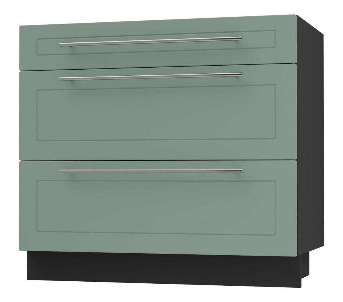 SCHUBLADENUNTERSCHRANK Kvantum D3A/90 90 / 50 / 82cm - Schwarz/Mintgrün, Holz/Holzwerkstoff (90/82/50cm) - Feldmann-Wohnen