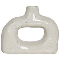 BLUMENVASE Steinzeug weiß Mooneye - Weiß, Keramik (19cm) - Beliani