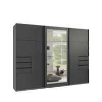 SCHWEBETÜRENSCHRANK 3-türig B273/H213/64 cm in Grafit mit Passepartout & Spiegel & Schubladen, Kleiderschrank inkl. Vollausstattung / 22504 - Blau/Graphitfarben, Holzwerkstoff/Metall (273/213/64cm) - luma-home
