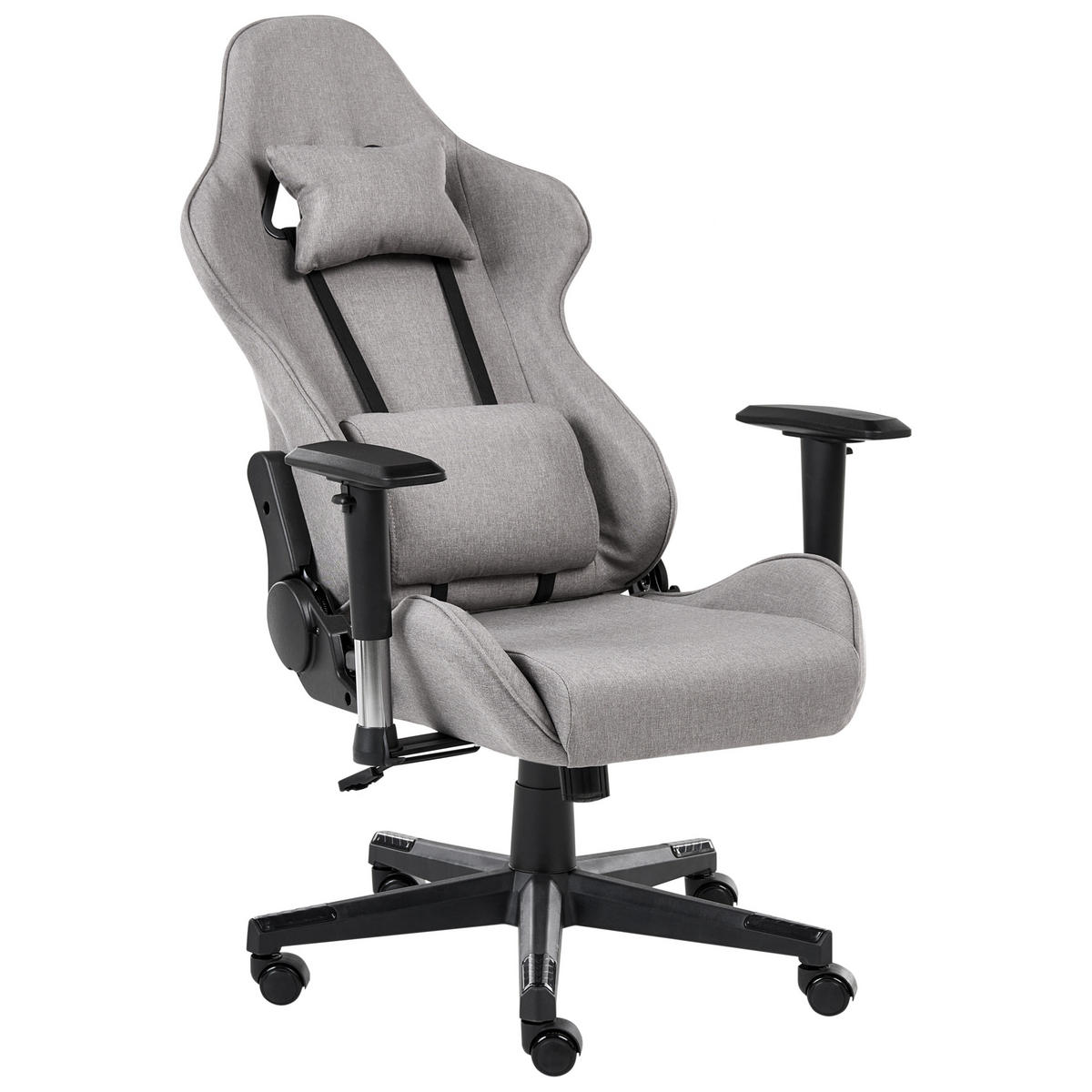 GAMINGSTUHL Polyester Grau Warrior - Grau, Textil/Metall (62/122/62cm) - Beliani