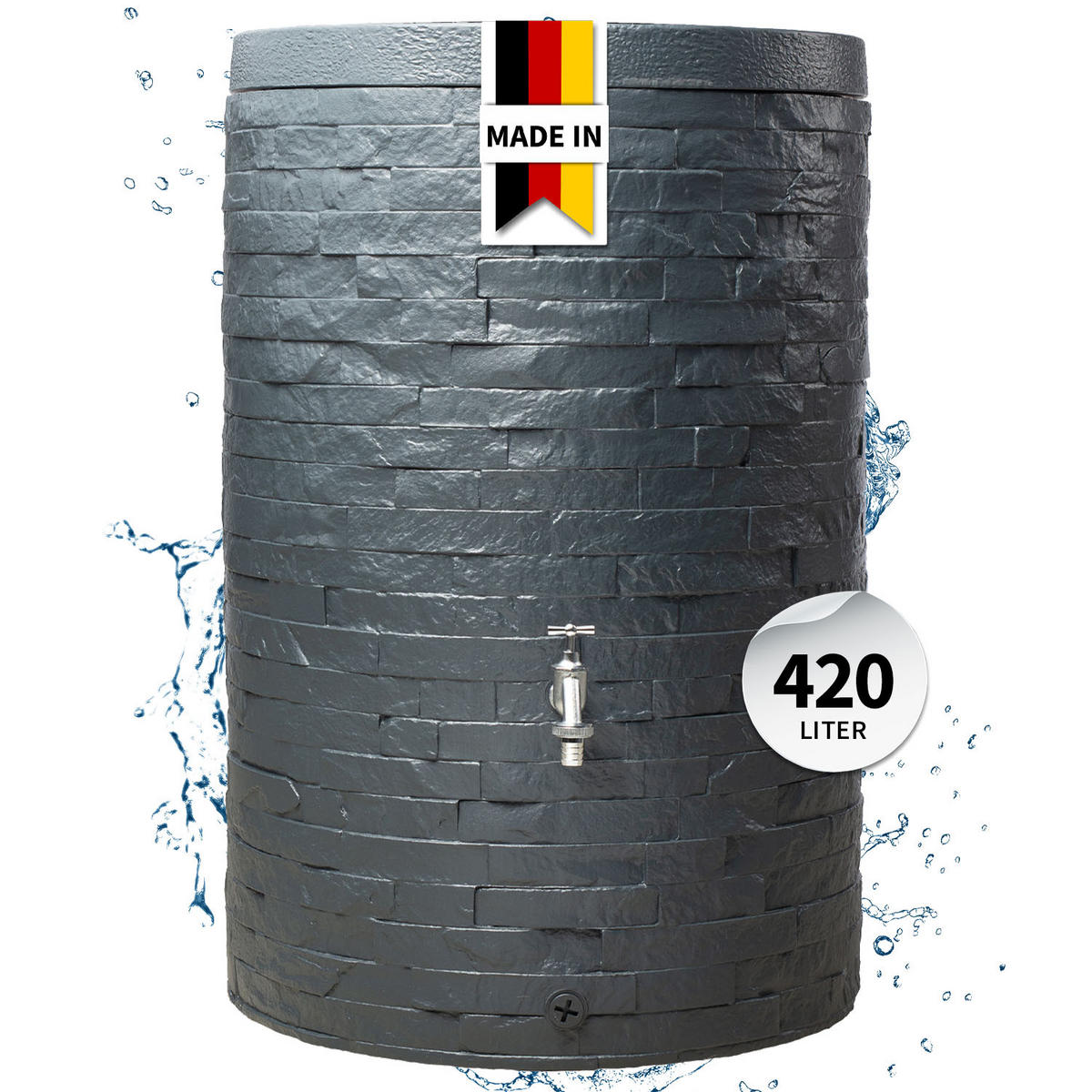 REGENTONNE 420 L, graphite grey - Grau, Kunststoff (79/104/79cm) - GARANTIA
