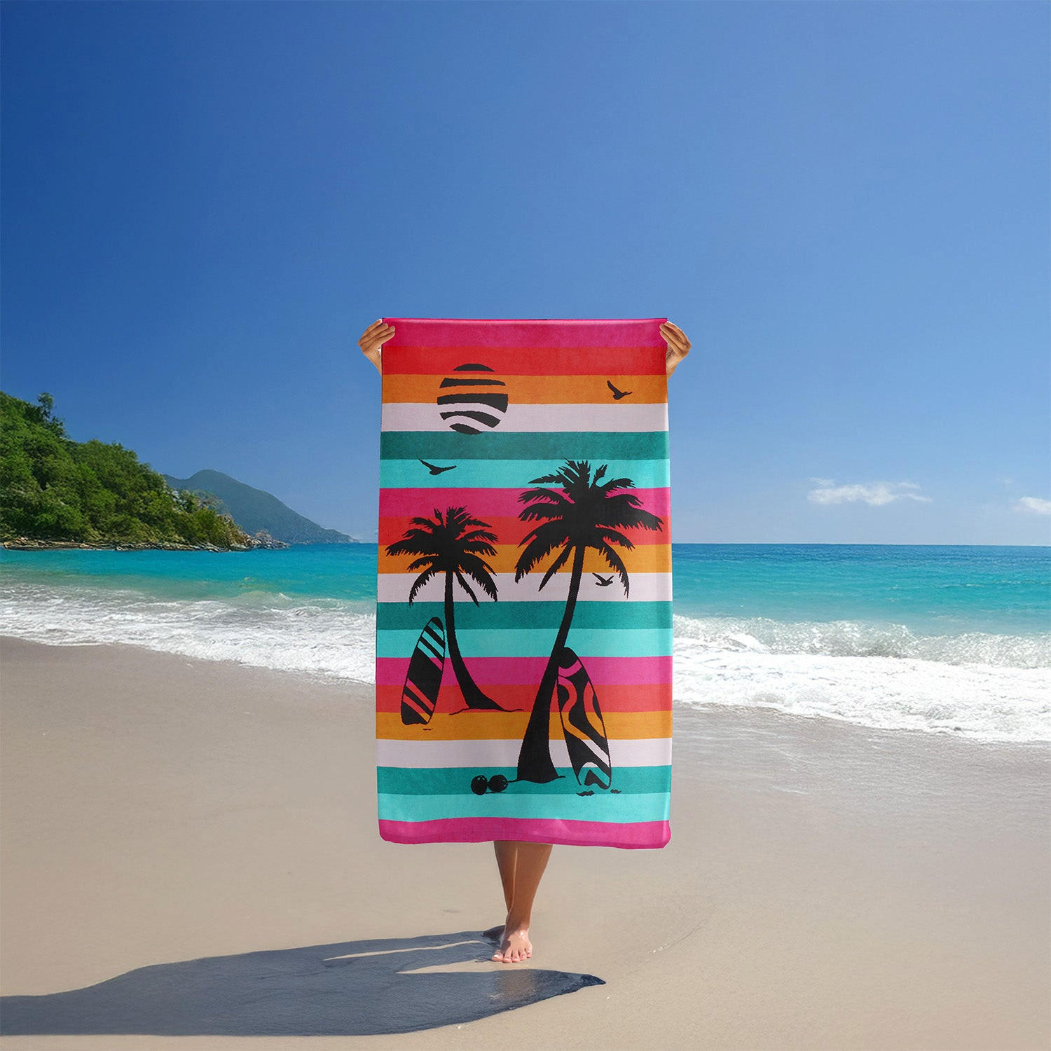 STRANDTUCH Frottee Samt Jacquard Mehrfarbig 95x175 470g/m² - Maupiti - Multicolor, Textil (95/175cm) - LE COMPTOIR DE LA PLAGE