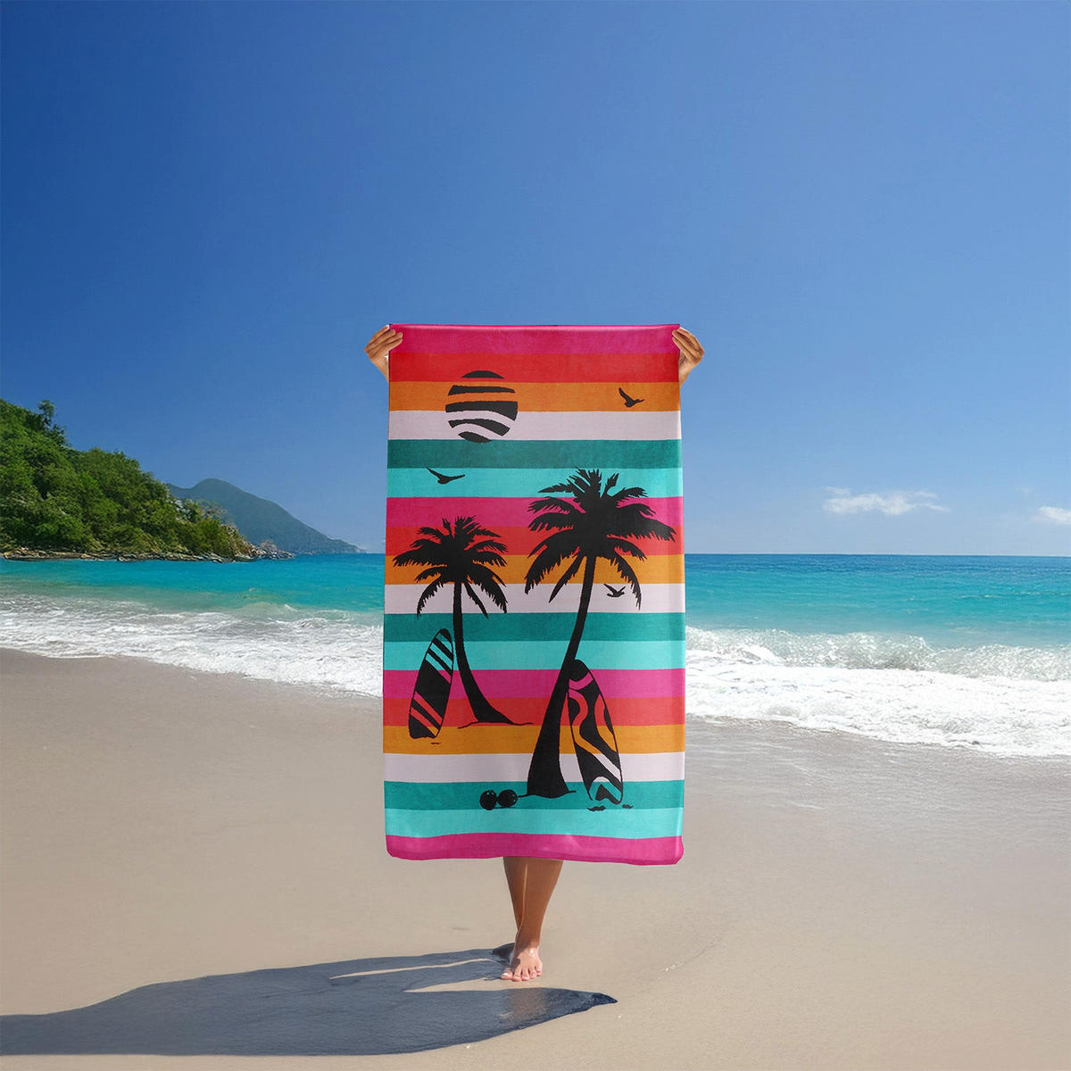 STRANDTUCH Frottee Samt Jacquard Mehrfarbig 95x175 470g/m² - Maupiti - Multicolor, Textil (95/175cm) - LE COMPTOIR DE LA PLAGE