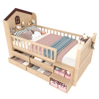 KINDERBETT 90/200 cm in Natur mit 4 Schubladen, LED und Regal - Naturfarben, Holz/Holzwerkstoff (90/200cm) - WISHDOR