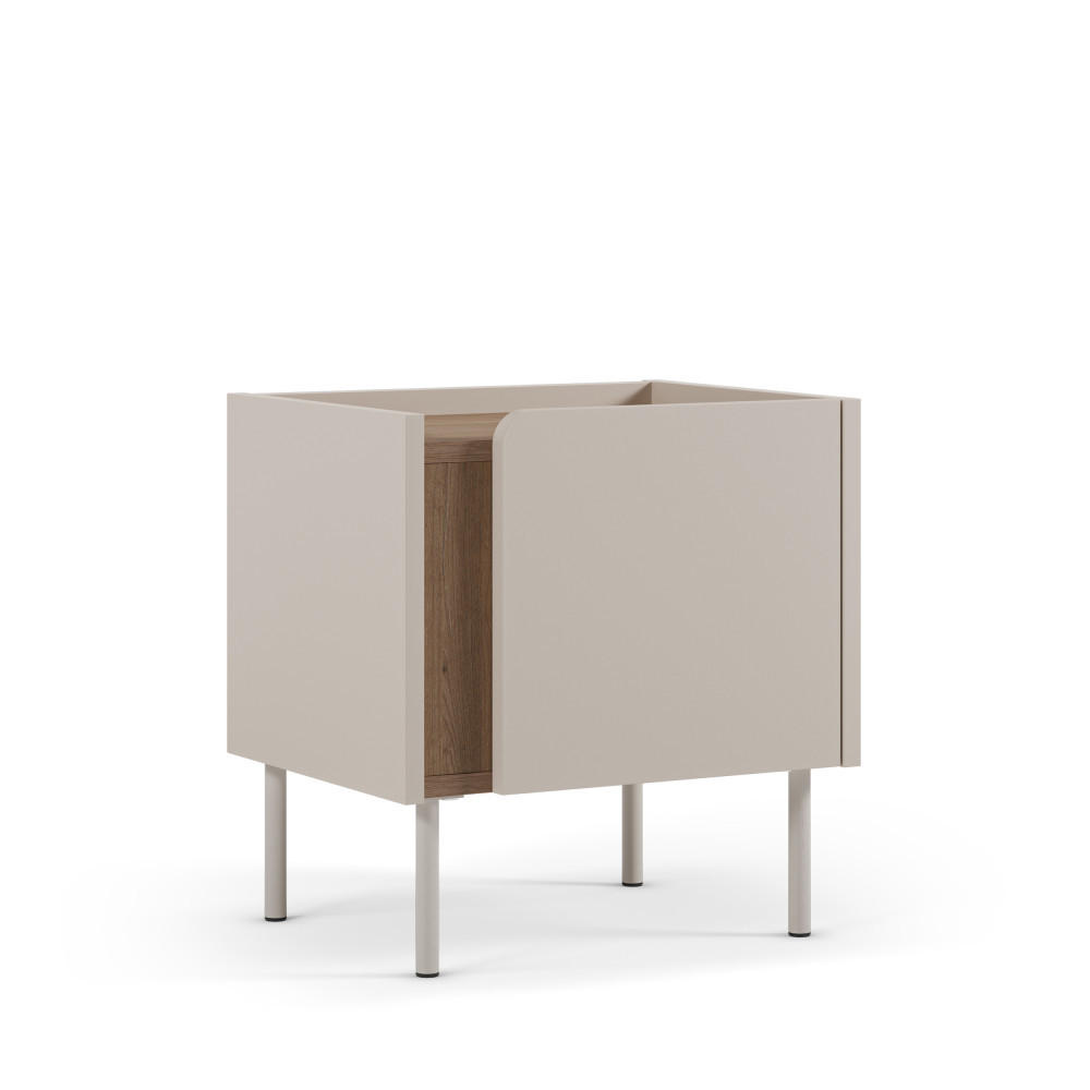 NACHTTISCH mit 1 Tür aus Holz und Metall - Boxy - Beige - Beige, Holz (45/48/35cm) - Drawer