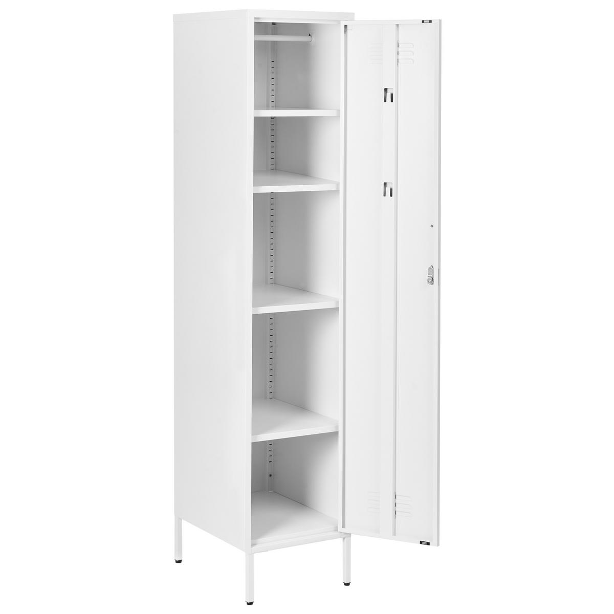 BÜROSCHRANK Metall Weiß Frome - Weiß, Metall (38/185/50cm) - Beliani