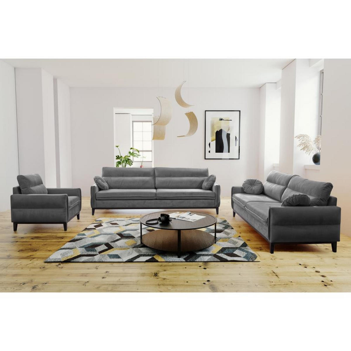 SOFA 2-SITZER Belweder Velours grau - Wengefarben/Grau, Holz/Textil (218/95/94cm) - Beautysofa