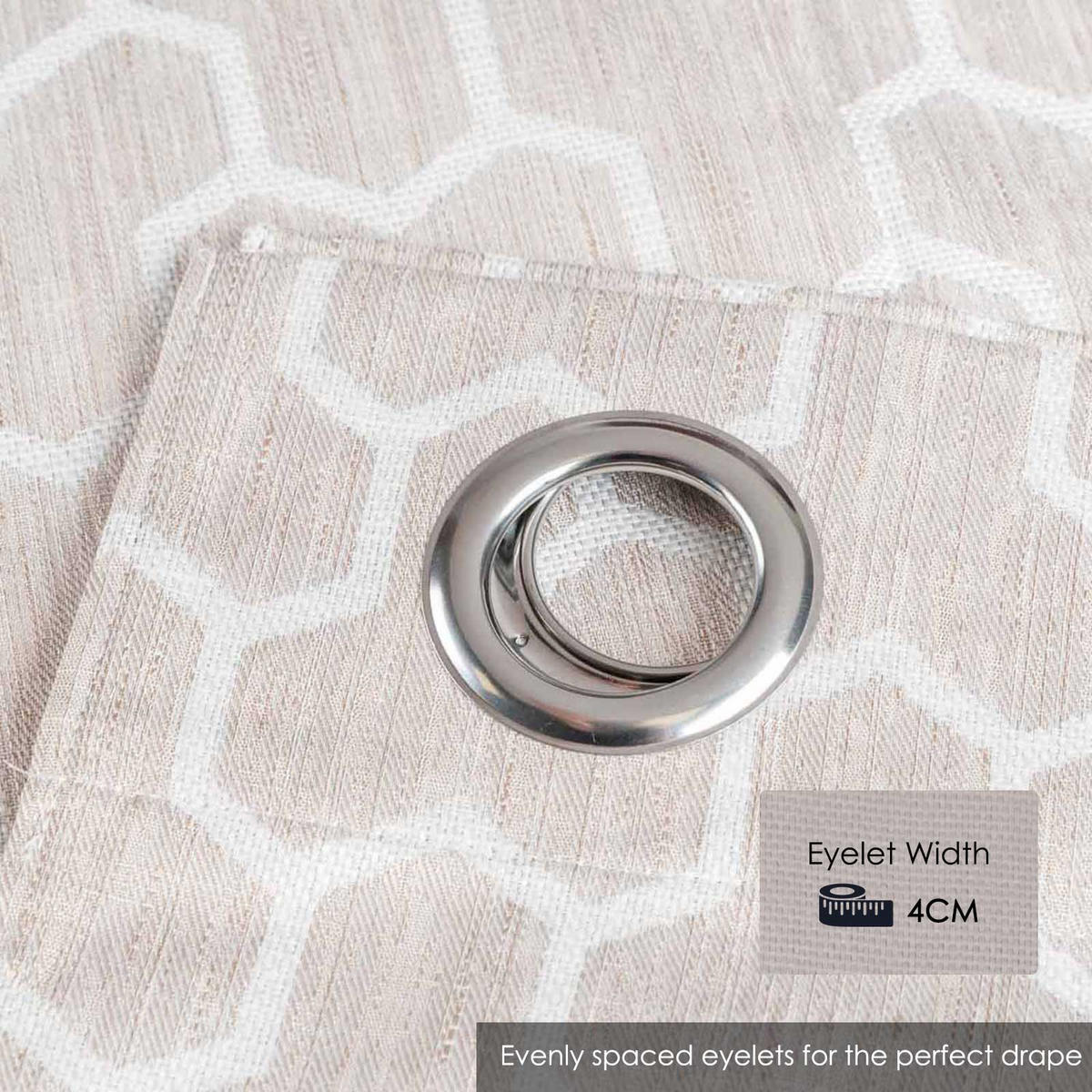 VERDUNKELUNGSVORHÄNGE geometrisch mit Thermo-Funktion, Ösen 117/137 cm - Naturfarben, Textil (117/137cm) - Homescapes
