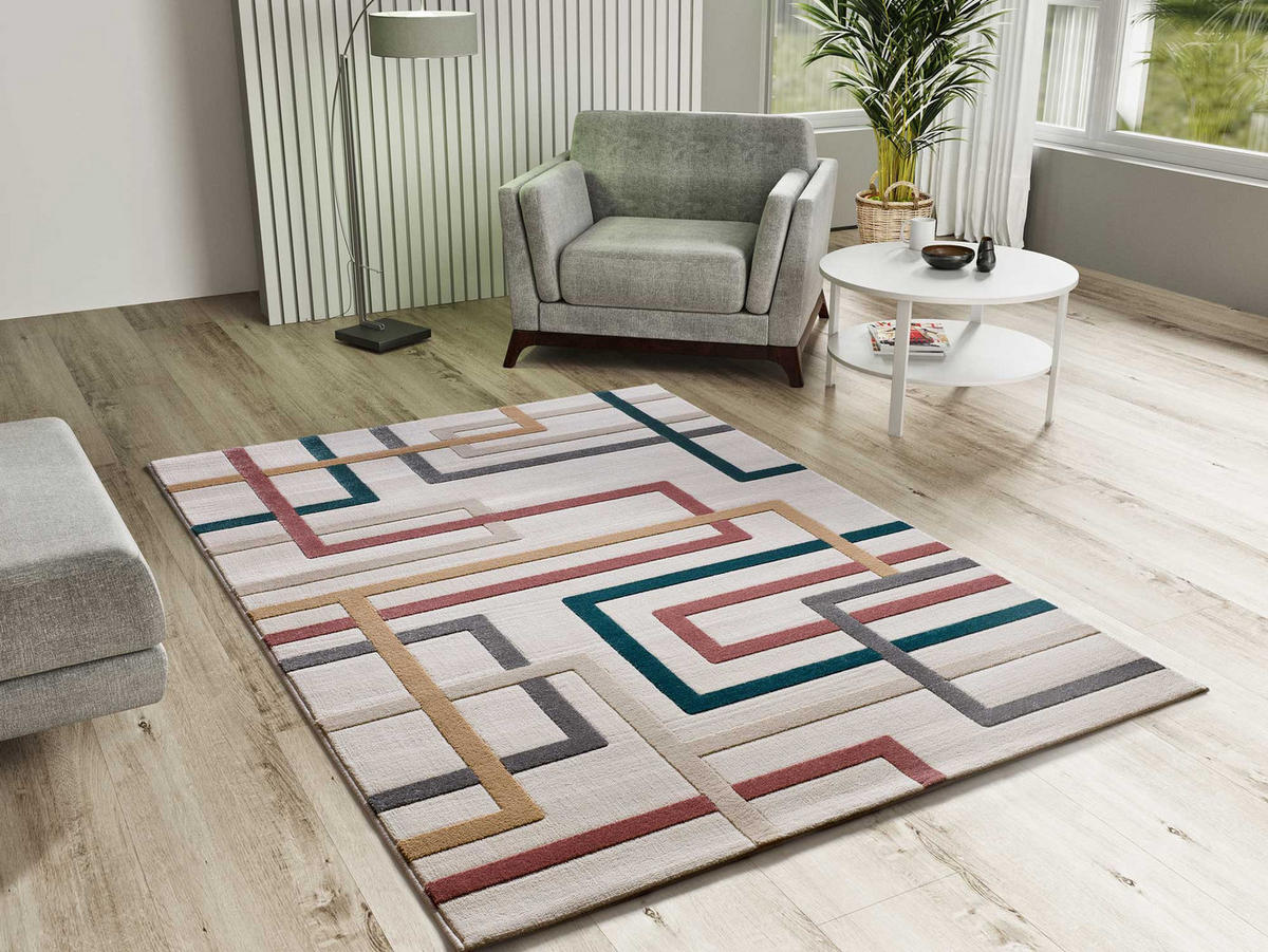 WEBTEPPICH mit geometrischem WeißKarisma 160/230 cm - Blau/Multicolor, Naturmaterialien/Textil (160/230cm) - Atticgo