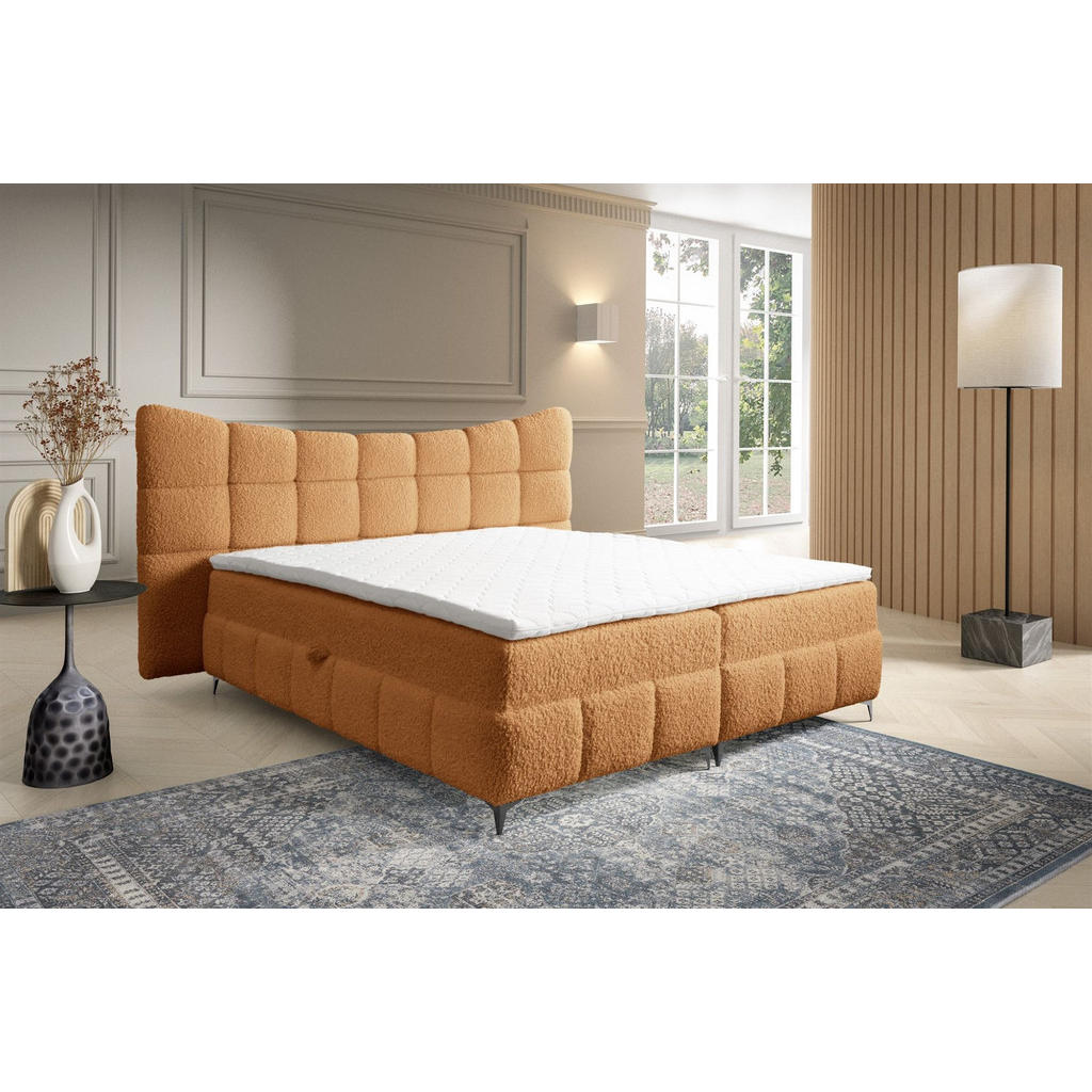 Thumbnail - Fun Möbel Boxbett, Bronze, Textil, 180x200 cm, Schlafzimmer, Betten, Boxspringbetten