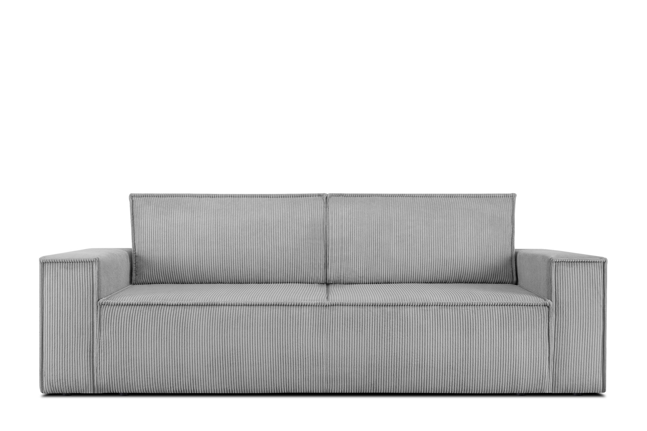 3-SITZER-SCHLAFSOFA NAPI in Pet Friendly Cord-Stoff, hellgrau - Hellgrau/Schwarz, Textil (244/89/101cm) - KONSIMO®