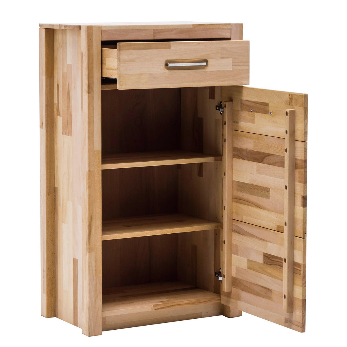 KOMMODE - Silberfarben/Kernbuche, Holz/Metall (66/112/40cm) - home24