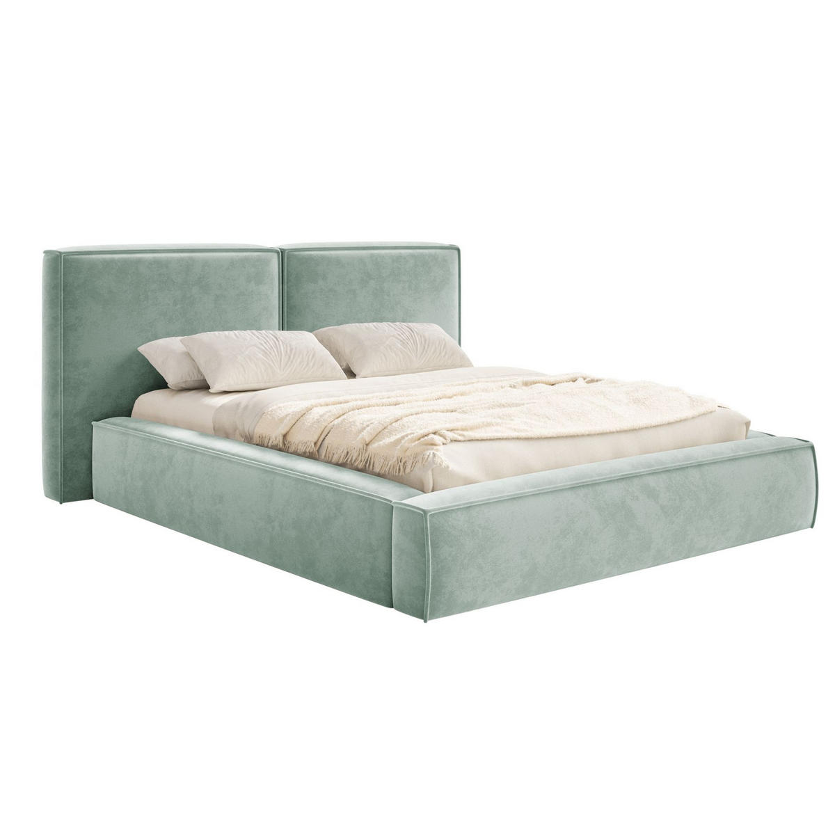 POLSTERBETT Tilves Salbeigrün 160x200 cm - Schwarz/Hellgrün, Kunststoff/Textil (160/200cm) - Selsey