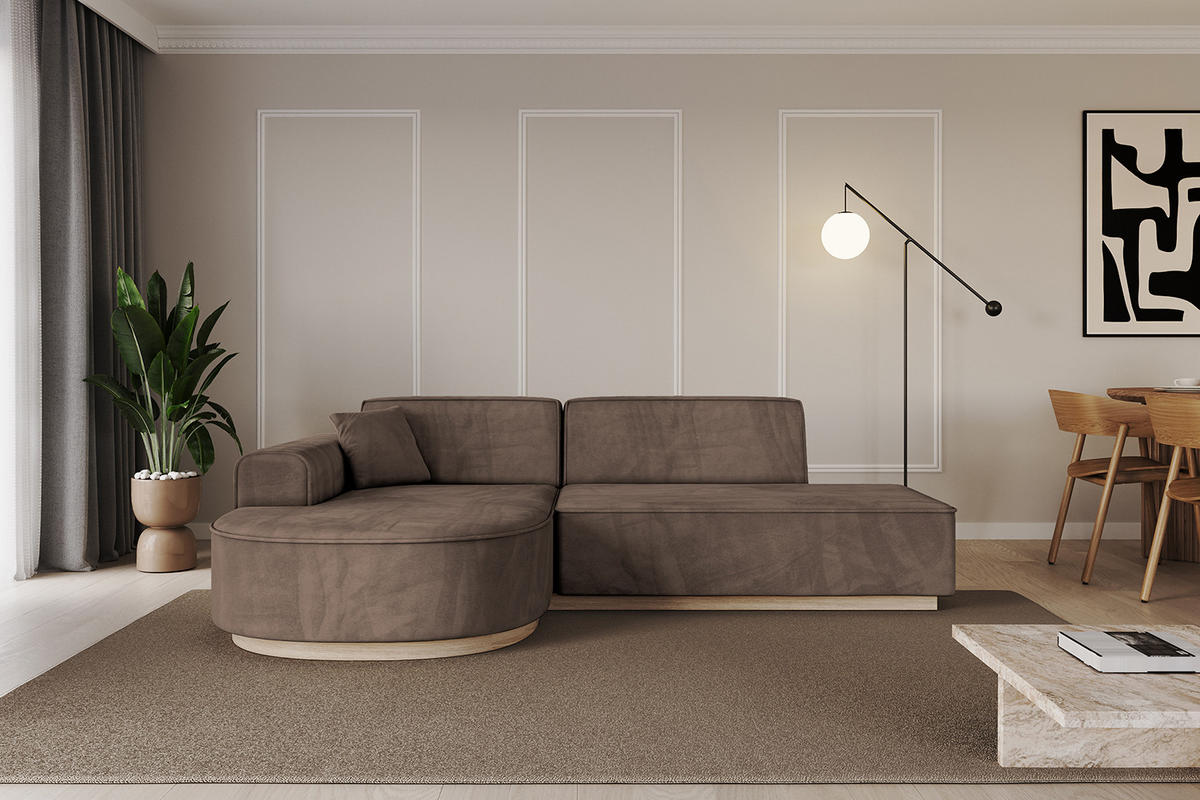 ECKSOFA Ottomane Links ARRIO-L1 - 243x171x83 cm Braun - Braun, Holzwerkstoff/Textil (243/171cm) - ALTDECOR