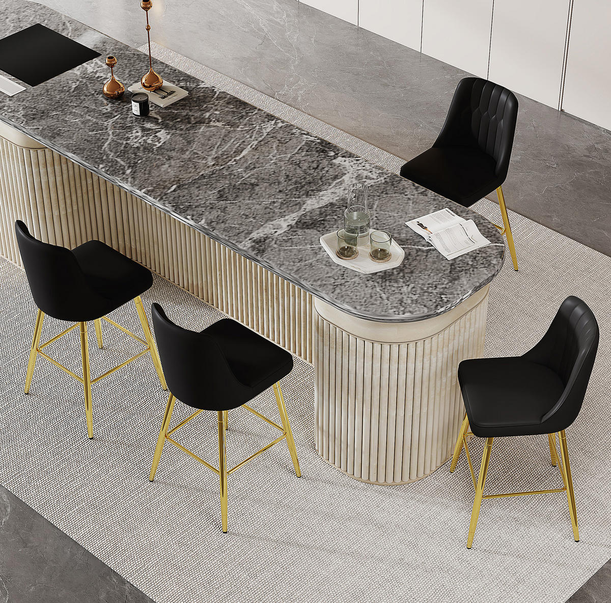 BARHOCKER 2er-Set 100 cm Schwarz mit Metallgestell - Schwarz, Metall (45/100/42cm) - MIVRAY
