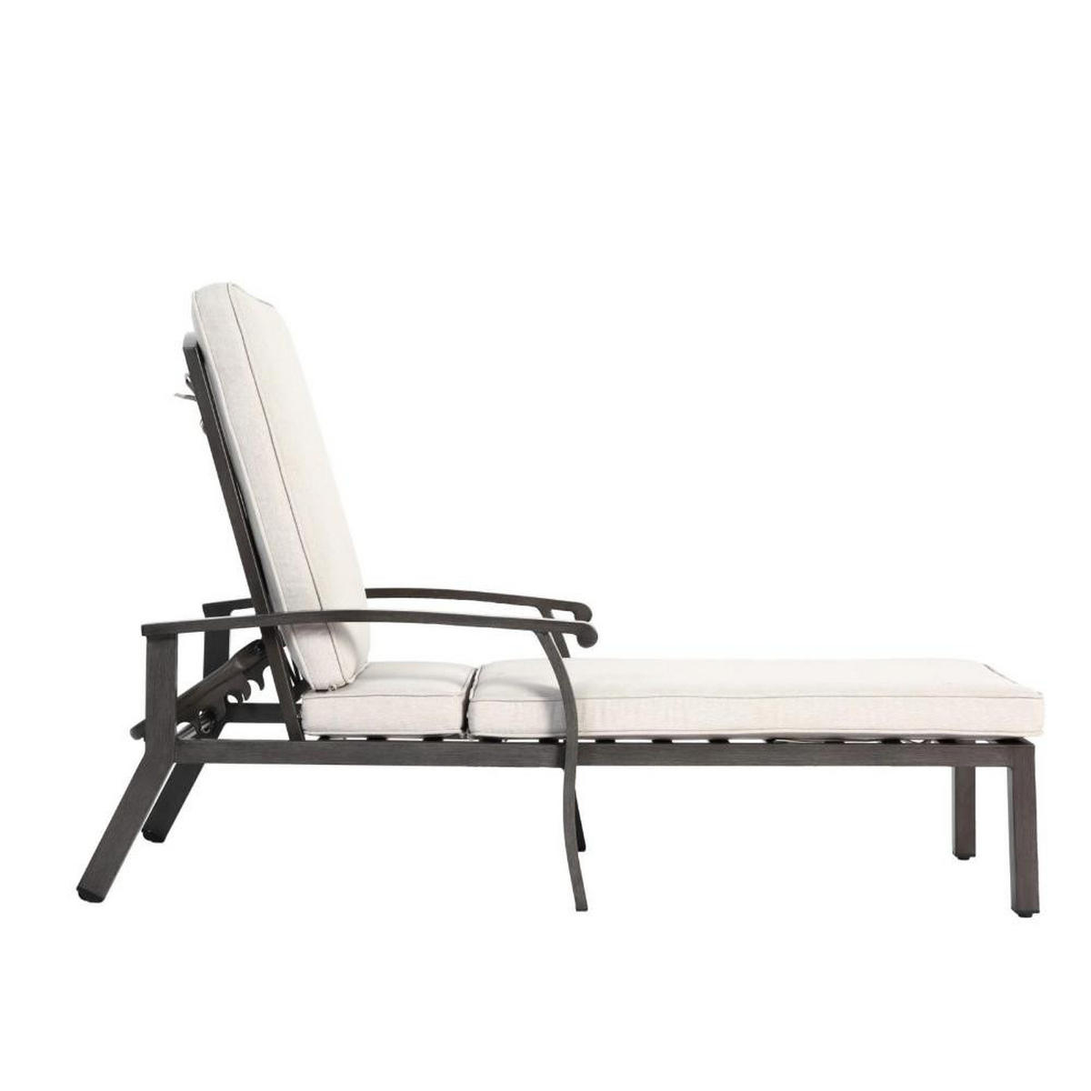 GARTENLIEGE Sonnenliege,5-Fach höhenverstellbare Rückenlehne,Beige - Beige, Metall (58/100/204cm) - LVHOM