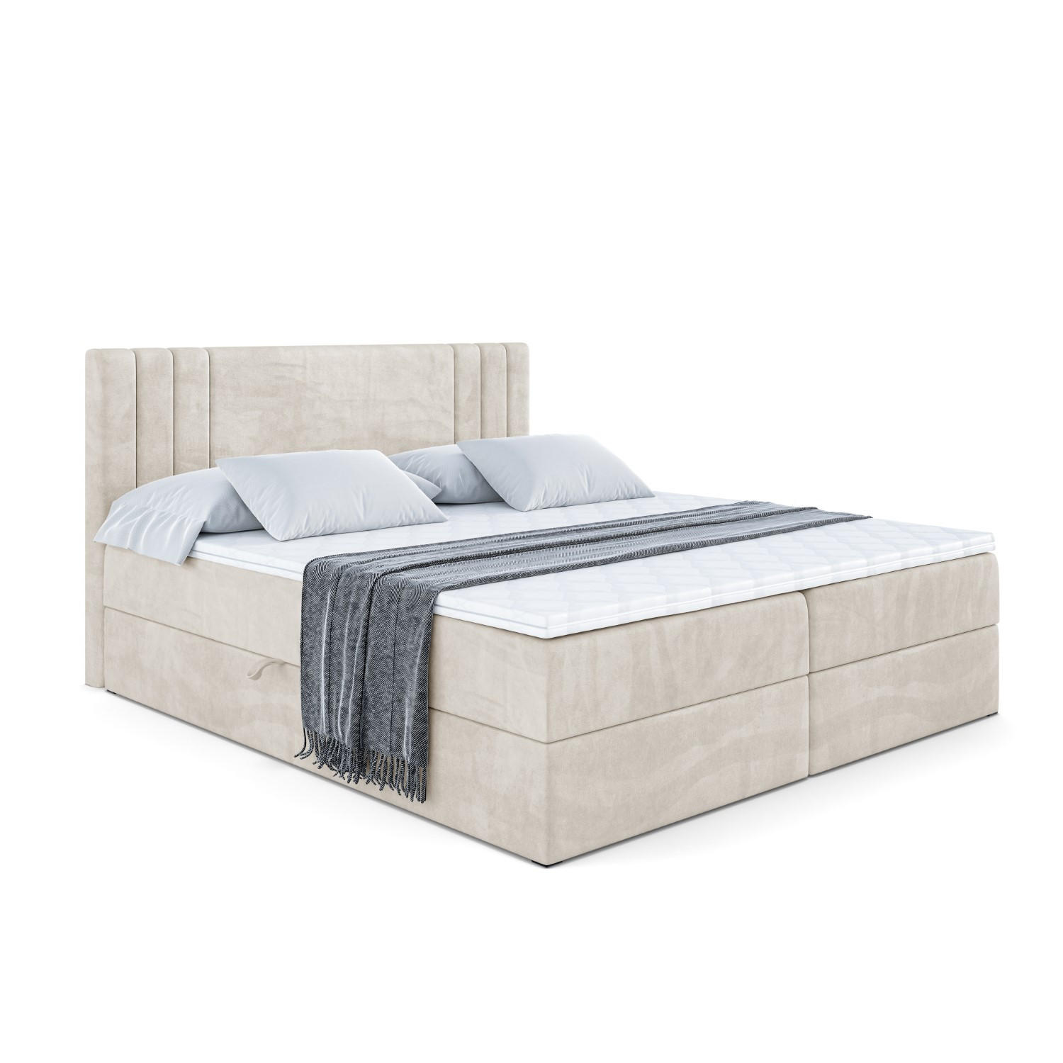 ALTDECOR AMERICKÁ postel s matrací H4 a roštem – IDRIKO – 180 × 200 cm – H4 – ecru
