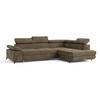 ECKSOFA FAVIEN R-S Beige Velours-Stoff mit Schlaffunktion - Beige, Holz (257/190cm) - MASSENO