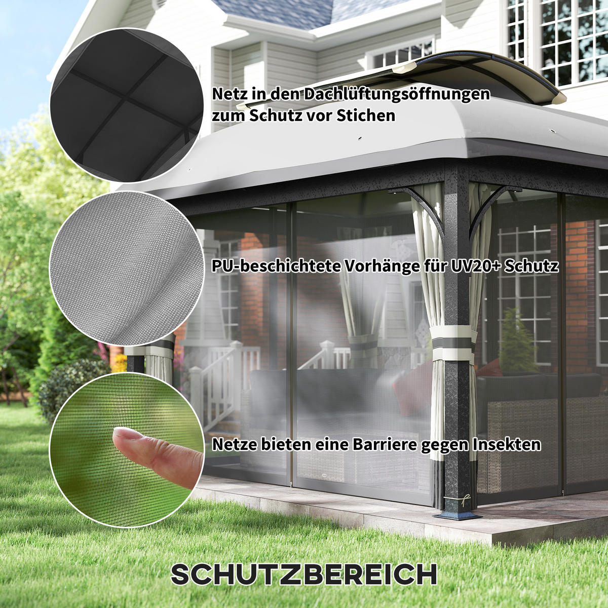 PAVILLON mit Doppeldach - Hellgrau, Metall (330/294/395cm) - Outsunny
