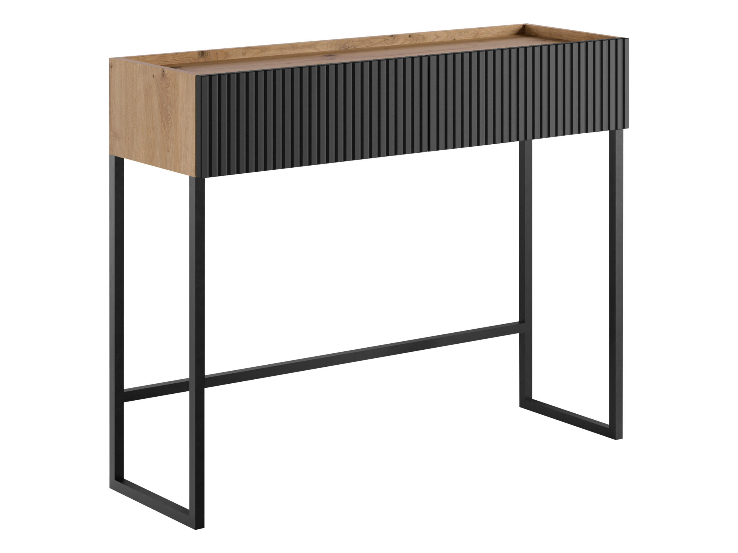 KONSOLENTISCH Como 2SZ - Schwarz/Eiche Artisan, Holzwerkstoff/Metall (32/100/80cm) - MIRJAN24