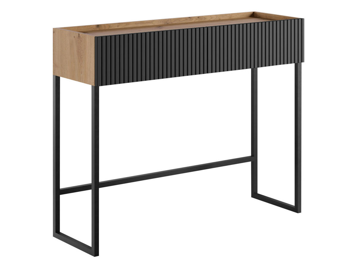 KONSOLENTISCH Como 2SZ - Schwarz/Eiche Artisan, Holzwerkstoff/Metall (32/100/80cm) - MIRJAN24