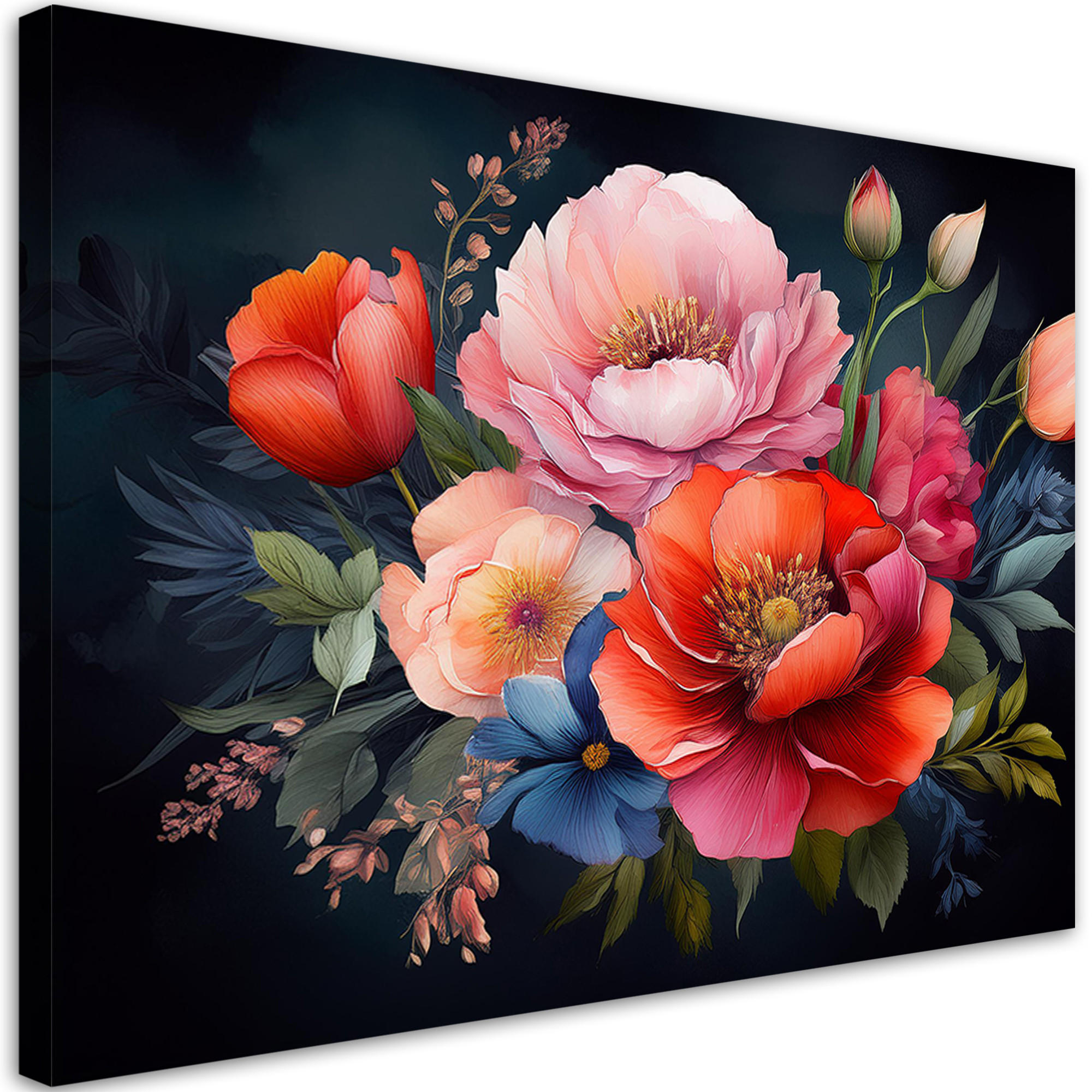 WANDBILD farbige blumen pflanzen - Multicolor, Textil (60/40cm) - Feeby