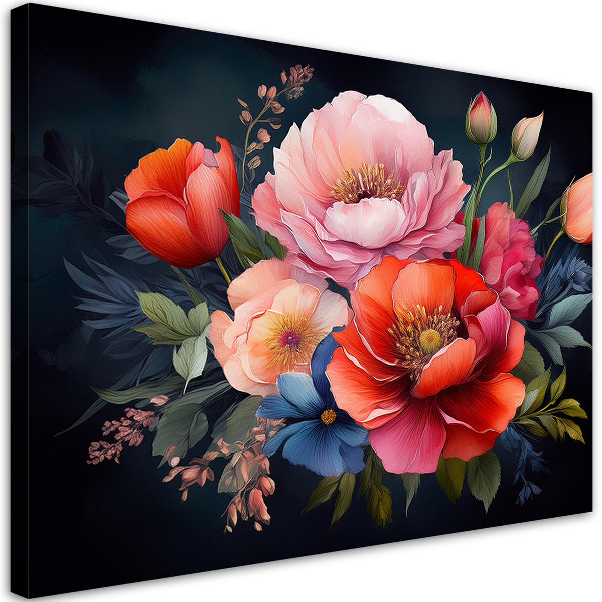 WANDBILD farbige blumen pflanzen - Multicolor, Textil (60/40cm) - Feeby