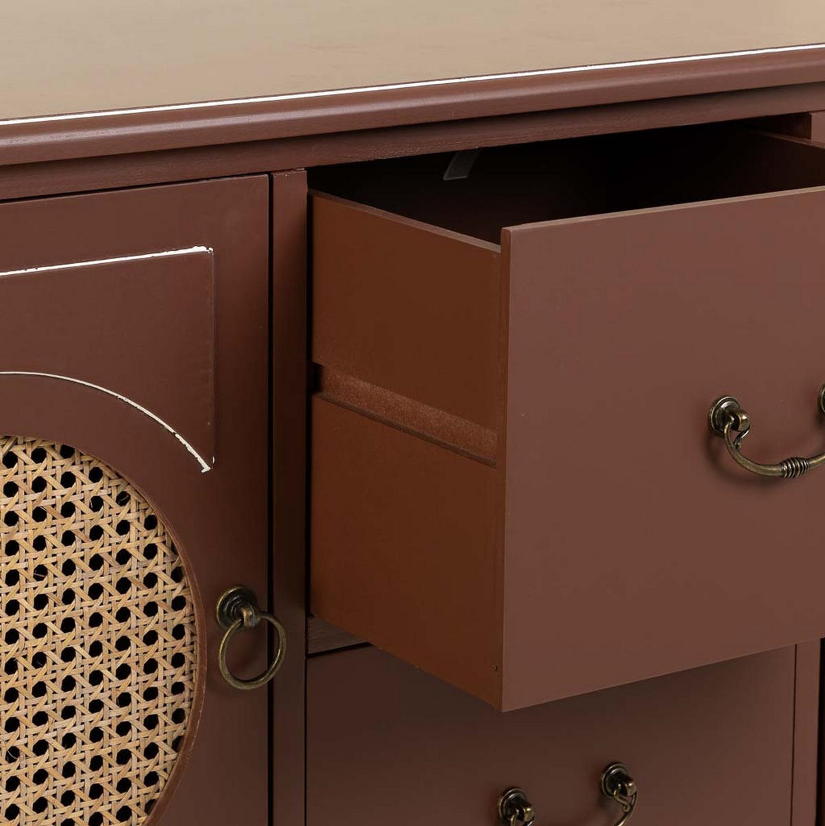 SIDEBOARD Sideboard aus Holz und Rattan braun, 106x40x78 cm - Braun, Holz (106/78/40cm) - Wanderlust