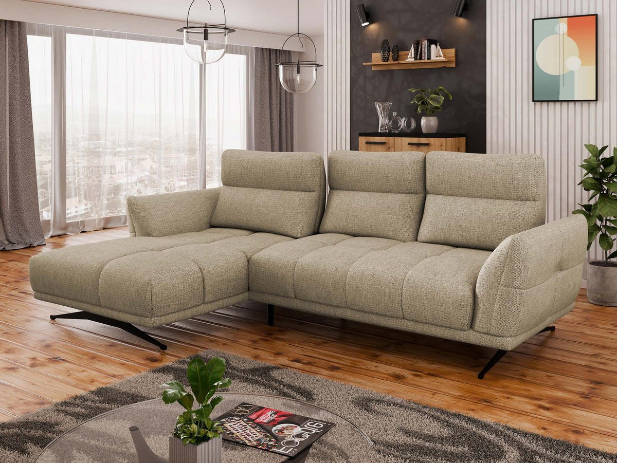 ECKSOFA Giovanni Z LCH, Seite: Links LC-2R - Beige/Schwarz, Holz/Textil (298/195cm) - MIRJAN24