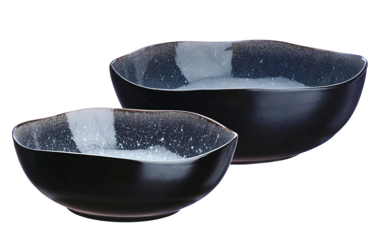 SALATSCHALEN Iris Ø24cm und Ø28,5cm - 2er-Set - Nachtblau - Blau, Keramik - Björn