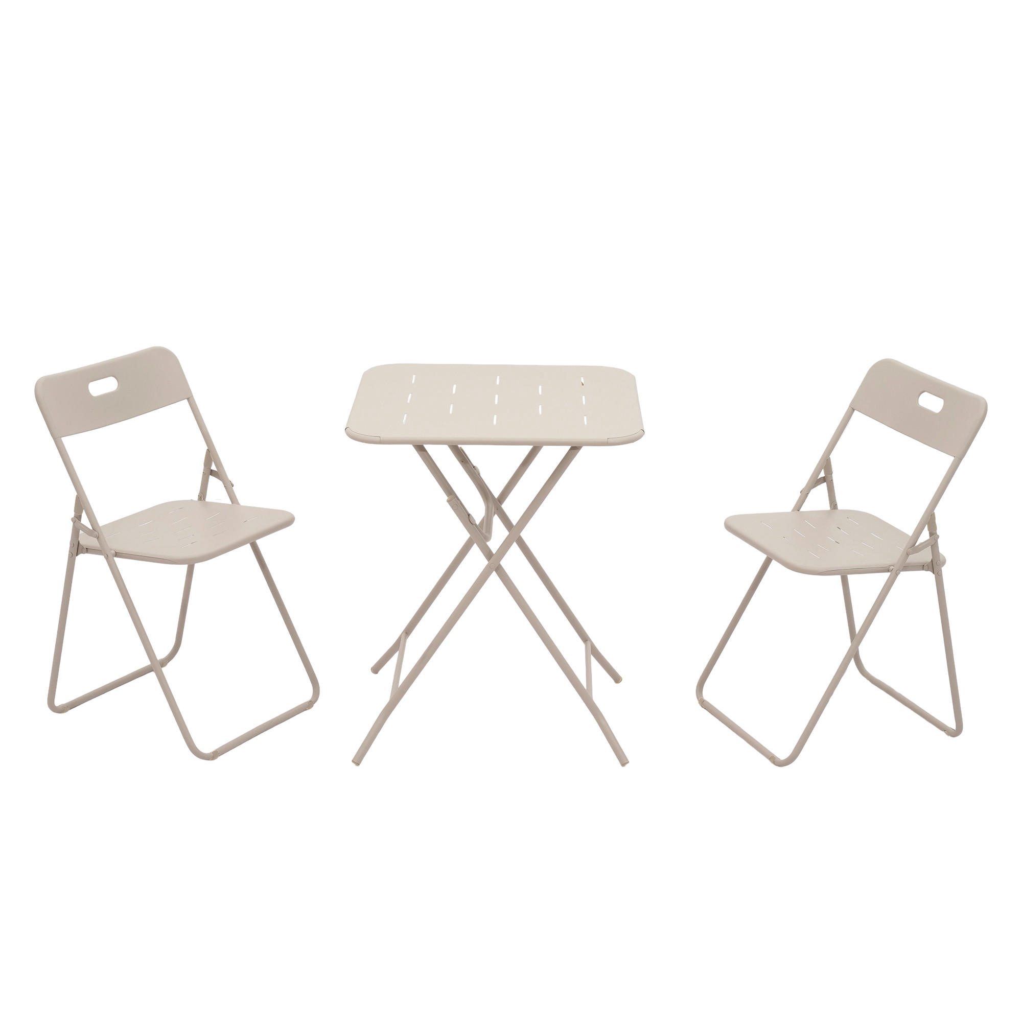 BISTRO-SET 60/60/73 cm beige aus Stahl klappbar - Beige, Metall - OKWISH