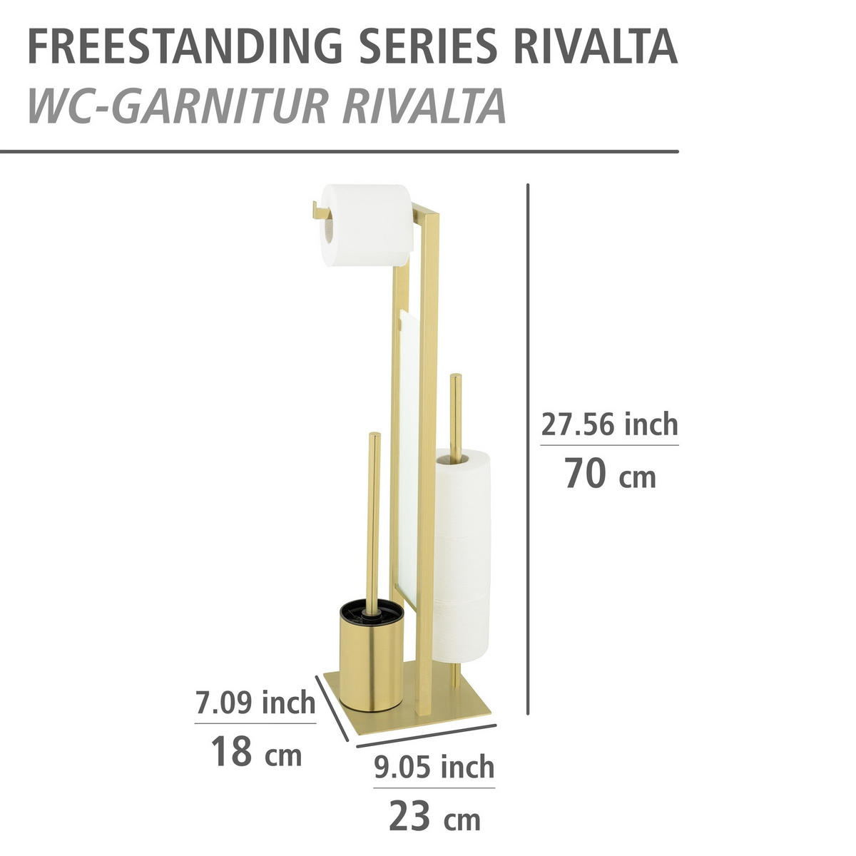 TOILETTENPAPIER- und Bürstenhalter Rivalta 18/23/70 cm - Goldfarben, Metall (23/70/18cm) - Wenko