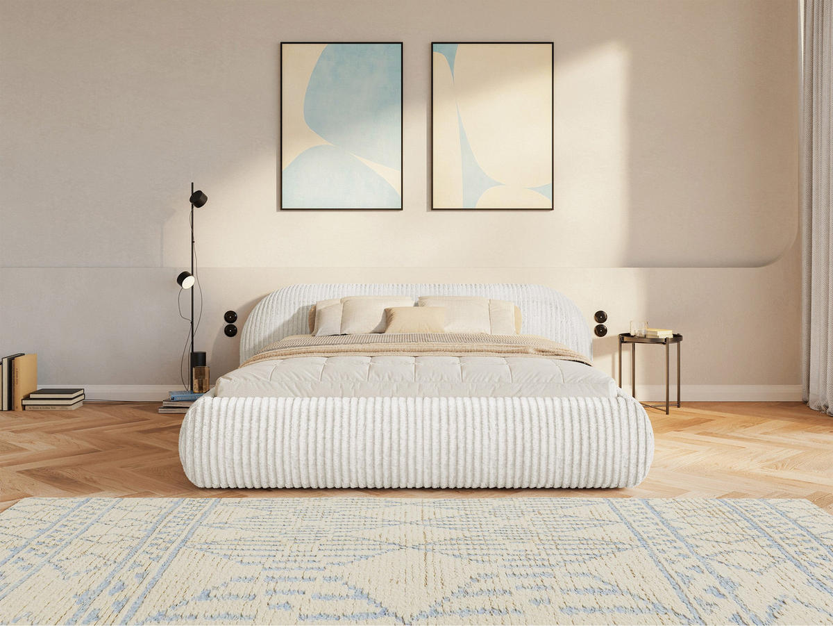 POLSTERBETT Shels 200x200 cm - Creme/Schwarz, Kunststoff/Textil (200/200cm) - Selsey