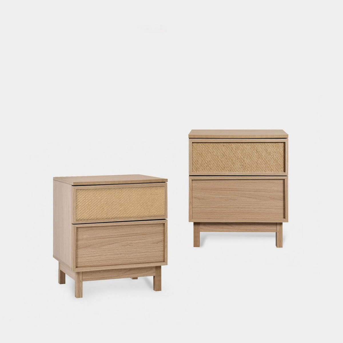 NACHTTISCH 2 SCHUBLADEN Bora Natürlich 48 cm x 55 cm 2er-Set - Naturfarben, Holzwerkstoff (48/55/39cm) - Klast Home