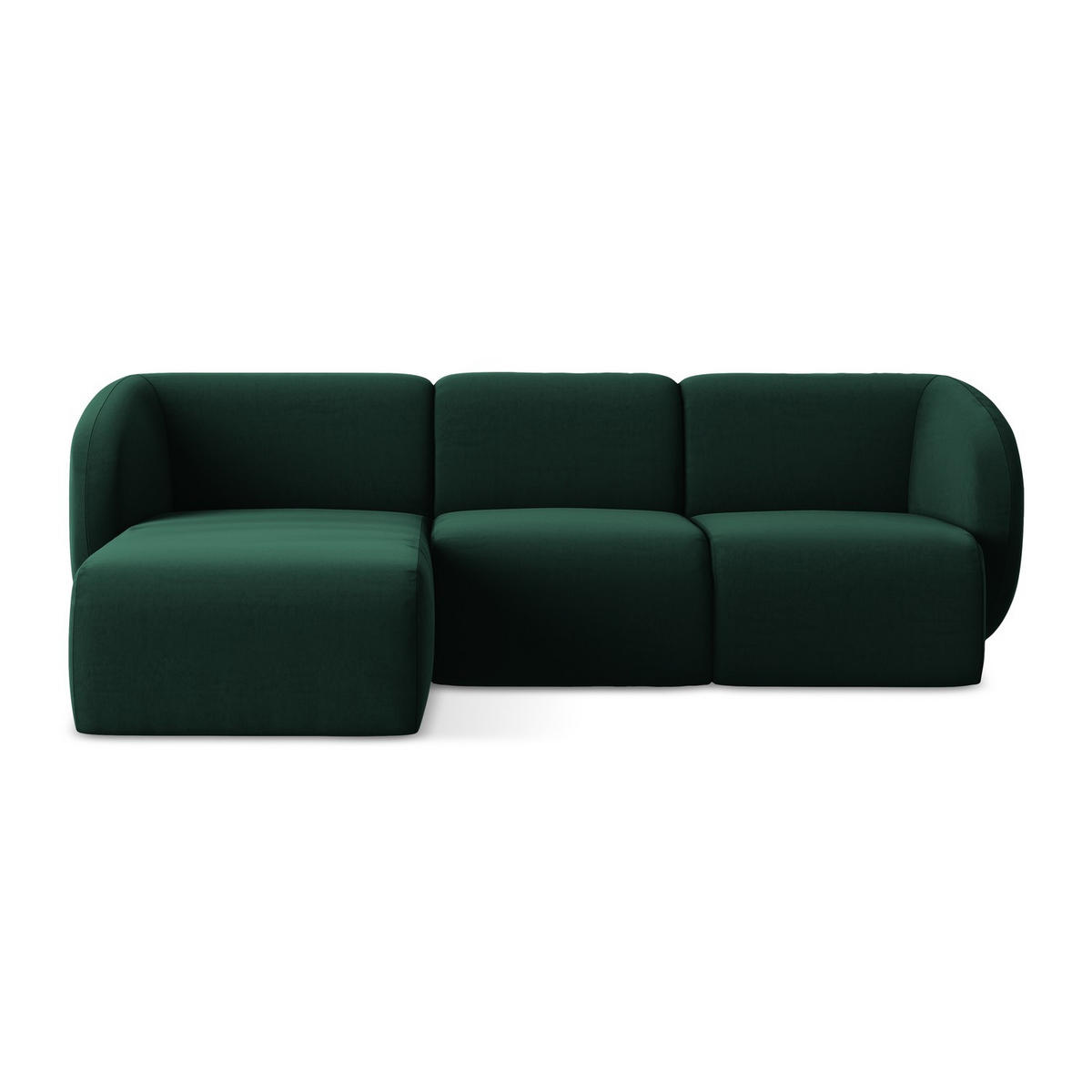 ECKSOFA Links Samt Stoff Grün - Dunkelgrün/Schwarz, Holzwerkstoff/Kunststoff (248/166cm) - LaMiaSofa