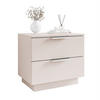 Nachtkommode LINA KASCHMIR 2S LED auf Sockel Chromgriff - Kaschmir/Silberfarben, Holzwerkstoff (55/50/37cm) - Lookway