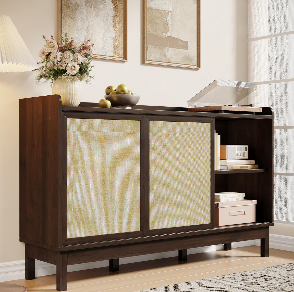 SIDEBOARD 150/39,5/80 cm mit 2 Schiebetüren & 2 Schubladen in Natur - Naturfarben, Holzwerkstoff (150/80/39.5cm) - BEAOK