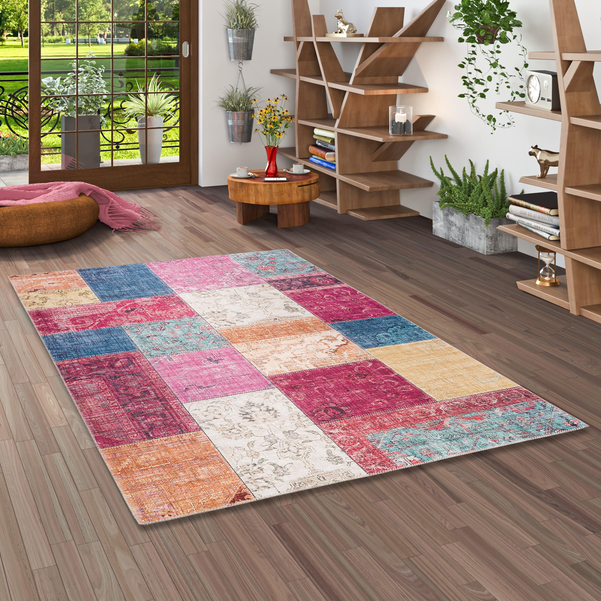 LUXUS VINTAGE DESIGNER TEPPICH PRIMUS PATCHWORK - Multicolor, Textil (80/150cm) - Pergamon