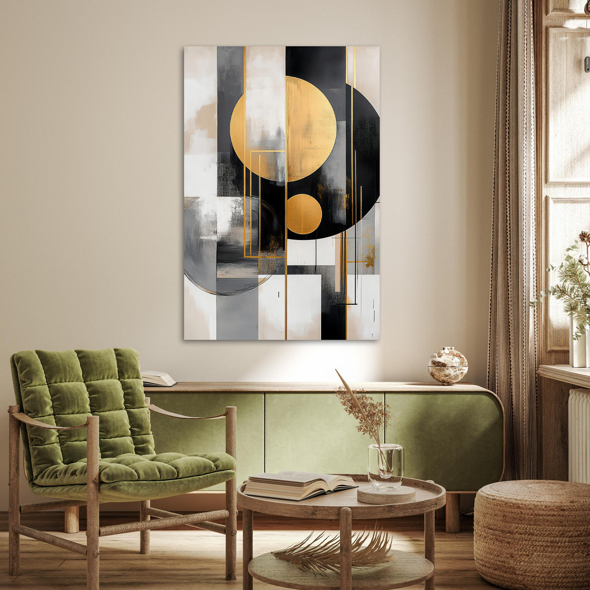 POSTER Abstrakt - Gold - Silber - Formen - Ästhetisch - Modern 80x120 cm - Goldfarben, Papier (80/120/0.1cm) - MuchoWow