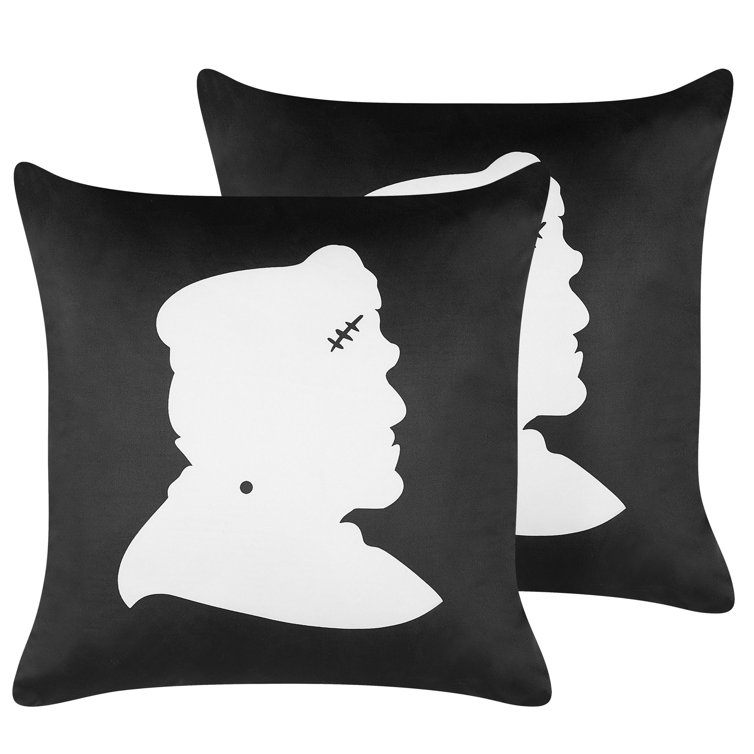 DEKOKISSEN 2er-Set Schwarz 45/45 cm Franklinia - Schwarz, Textil (45/45cm) - Beliani