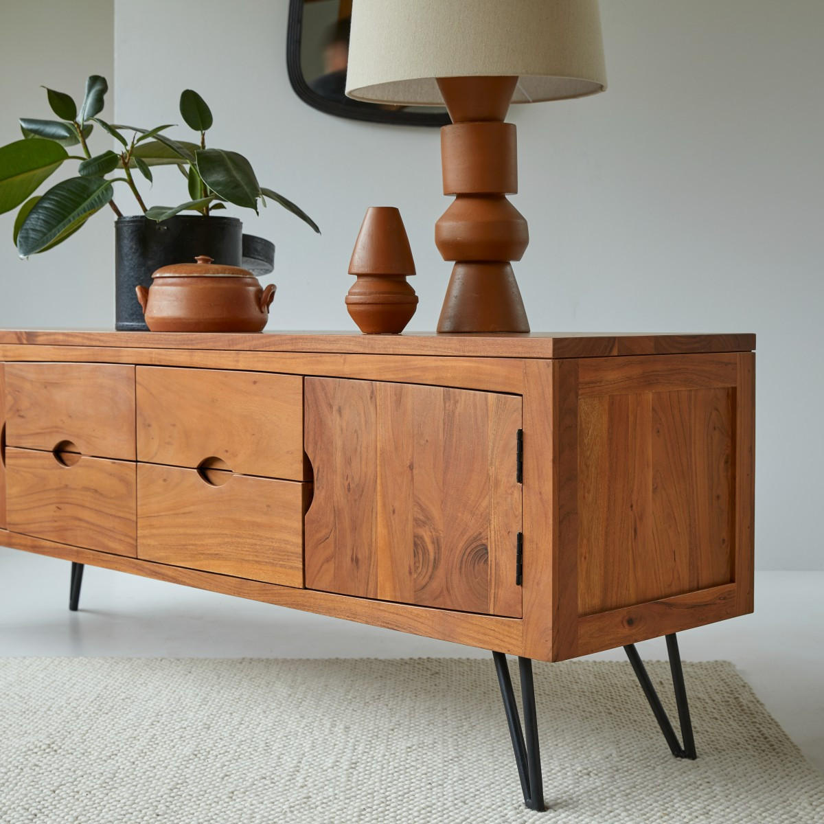 TV-SCHRANK Bonnie Dunkelbraun aus Akazie - Dunkelbraun, Holz (180/62/45cm) - Tikamoon
